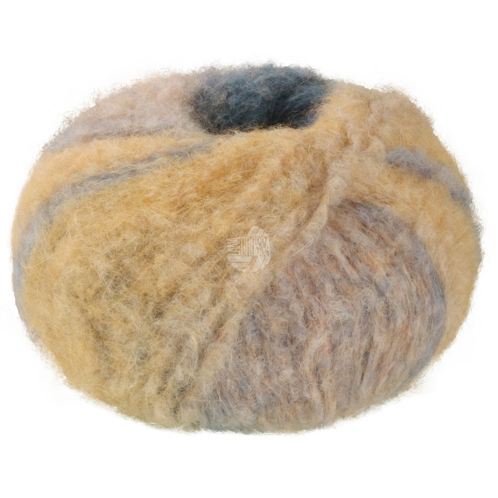 Lana Grossa Gigante Multi 101 Graublau/Beige/Graurot/Mandarin/Petrolgrün/Graugelb