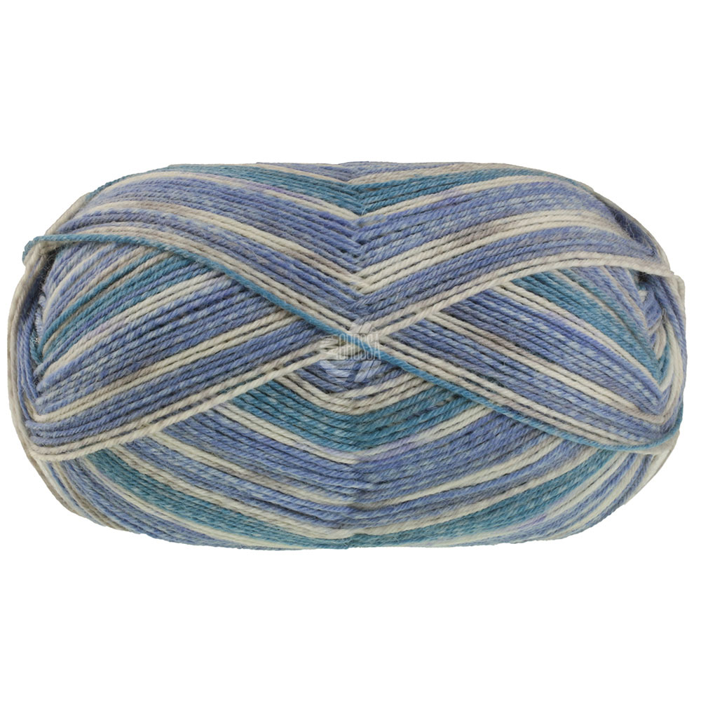 Lana Grossa Meilenweit 8-F. 150 Denim Mix 9985 Petrolblau/Ecru/Lila/Jeans/Hell-/Mittelgrau150g