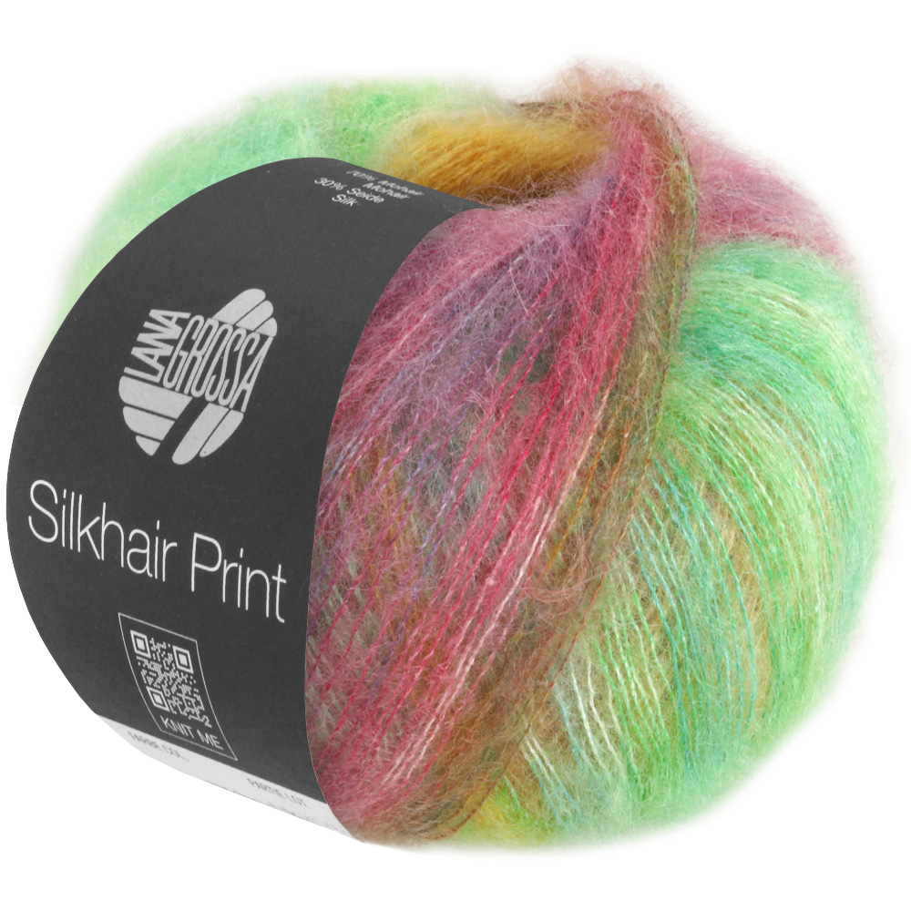 Lana Grossa Silkhair Print 421 Senfgelb/Grün/Jade/Türkis/Beere/Violett 25g