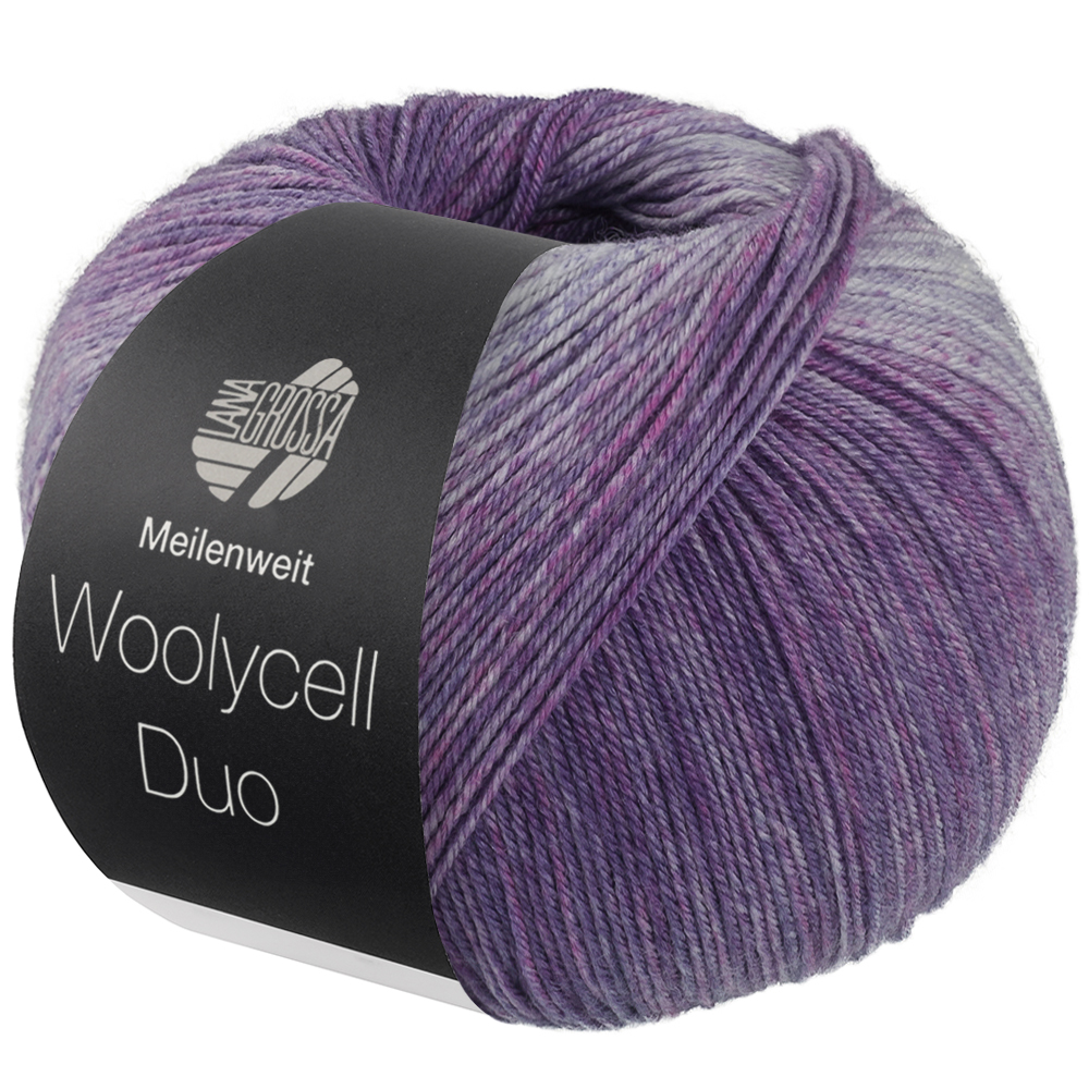 Lana Grossa Woolycell Duo 6004 Rot-/Grauviolett/Jeans 100g