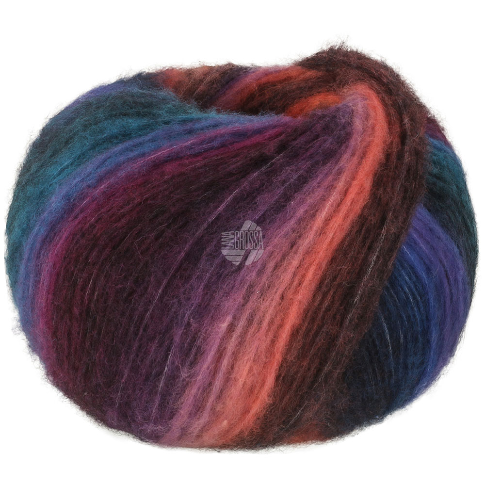 Lana Grossa Bomba 003 Lachs/Graurot/Dunkelviolett/Türkisblau/Blaupetrol/Royal 100g