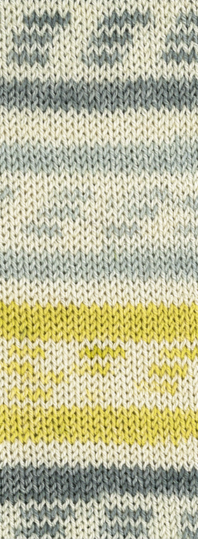 Lana Grossa Meilenweit 100 Cotton Bamboo Marinella 5185 Natur/Mittelgrau/Hellgrau/Gelbgrün 100g