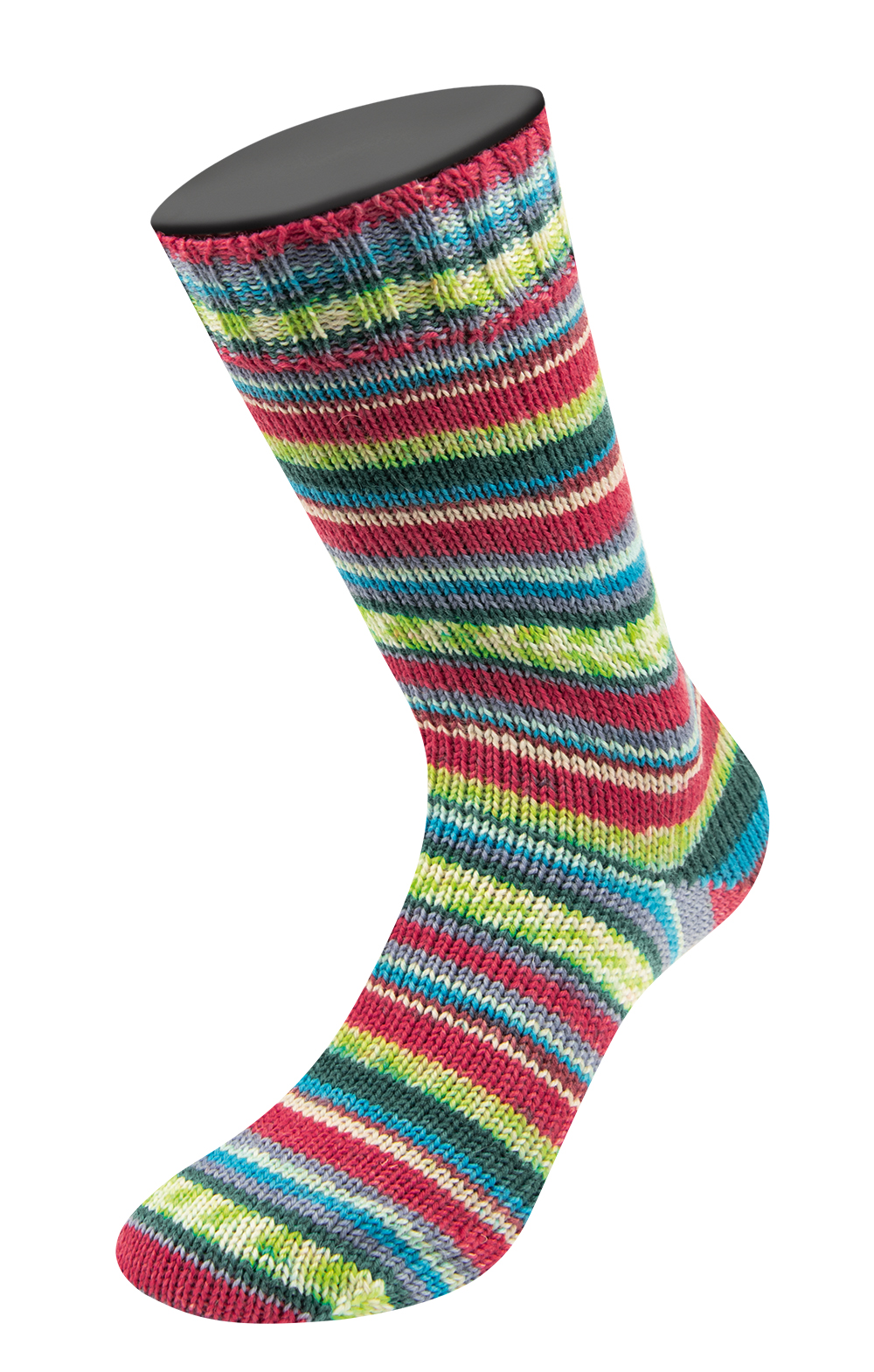 Lana Grossa Landlust Die Sockenwolle 6-F 150G 936 Dunkelgrün/Limette/Rot/Ecru/Graurot/Himmelblau/;Li