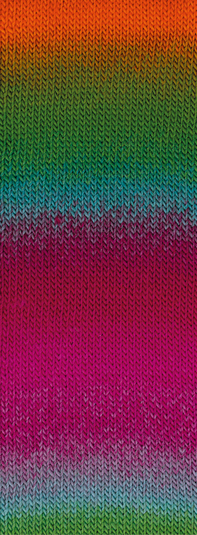 Lana Grossa Meilenweit 100 Color Mix Multi 8004 Orange/Grün/Türkis/Fuchsia/Pink/Graulila 100g