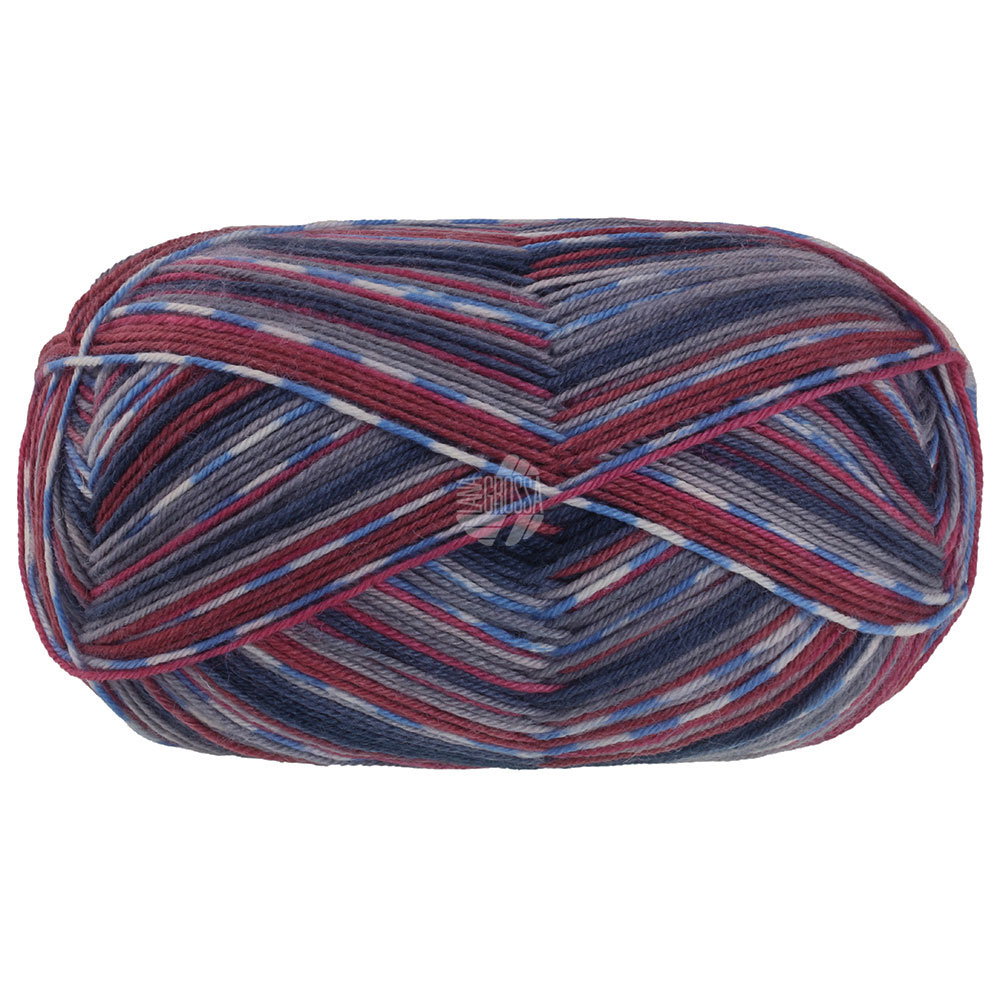 95Lana Grossa Meilenweit 100 Merino Extrafein Coccole 3803  Blau/Weiß/Burgund/Dunkelrot/Grau/Dunkel-