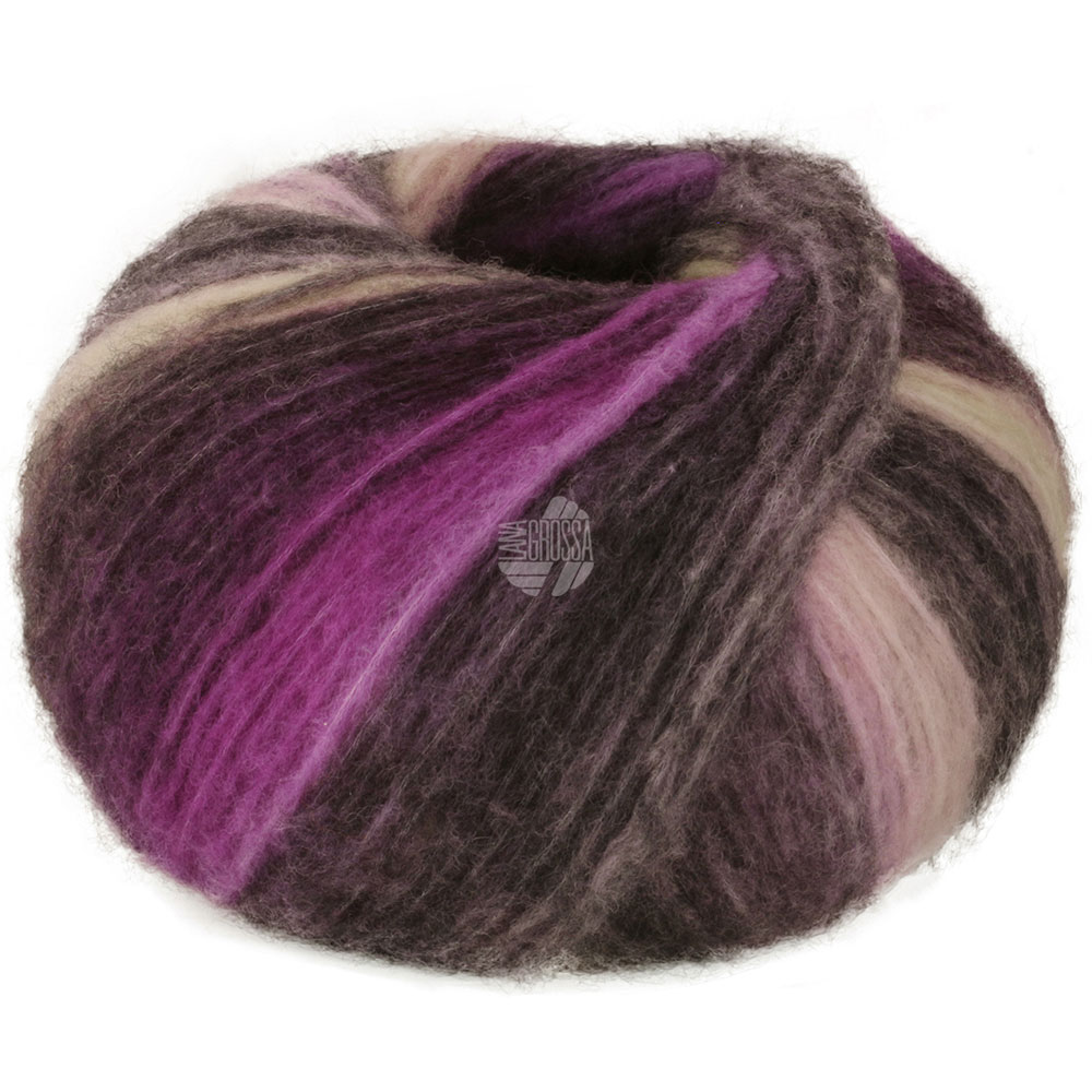 Lana Grossa Bomba 010 Orchidee/Brombeer/Graubeige/Graugrün/Dunkelgrau 100g