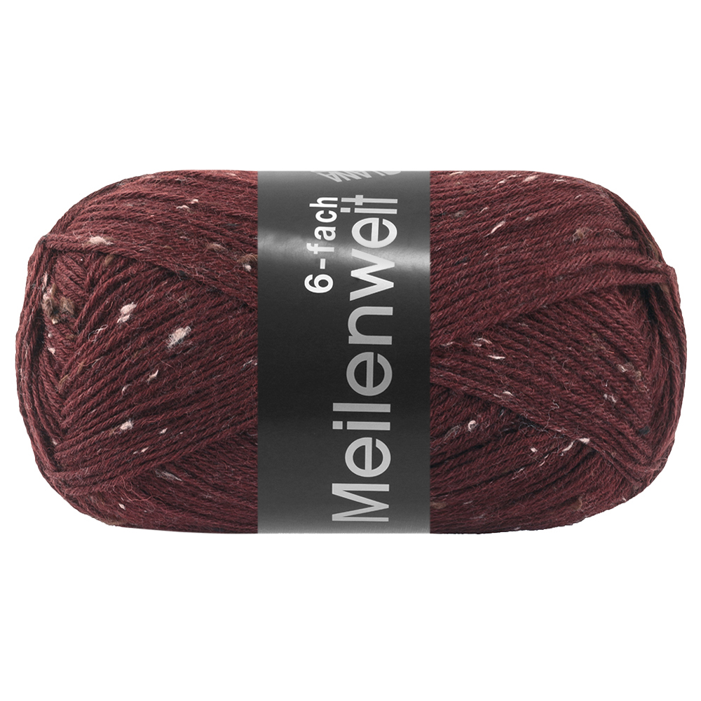 Lana Grossa Meilenweit 6-Fach 150 Tweed 9684 Burgund 150g