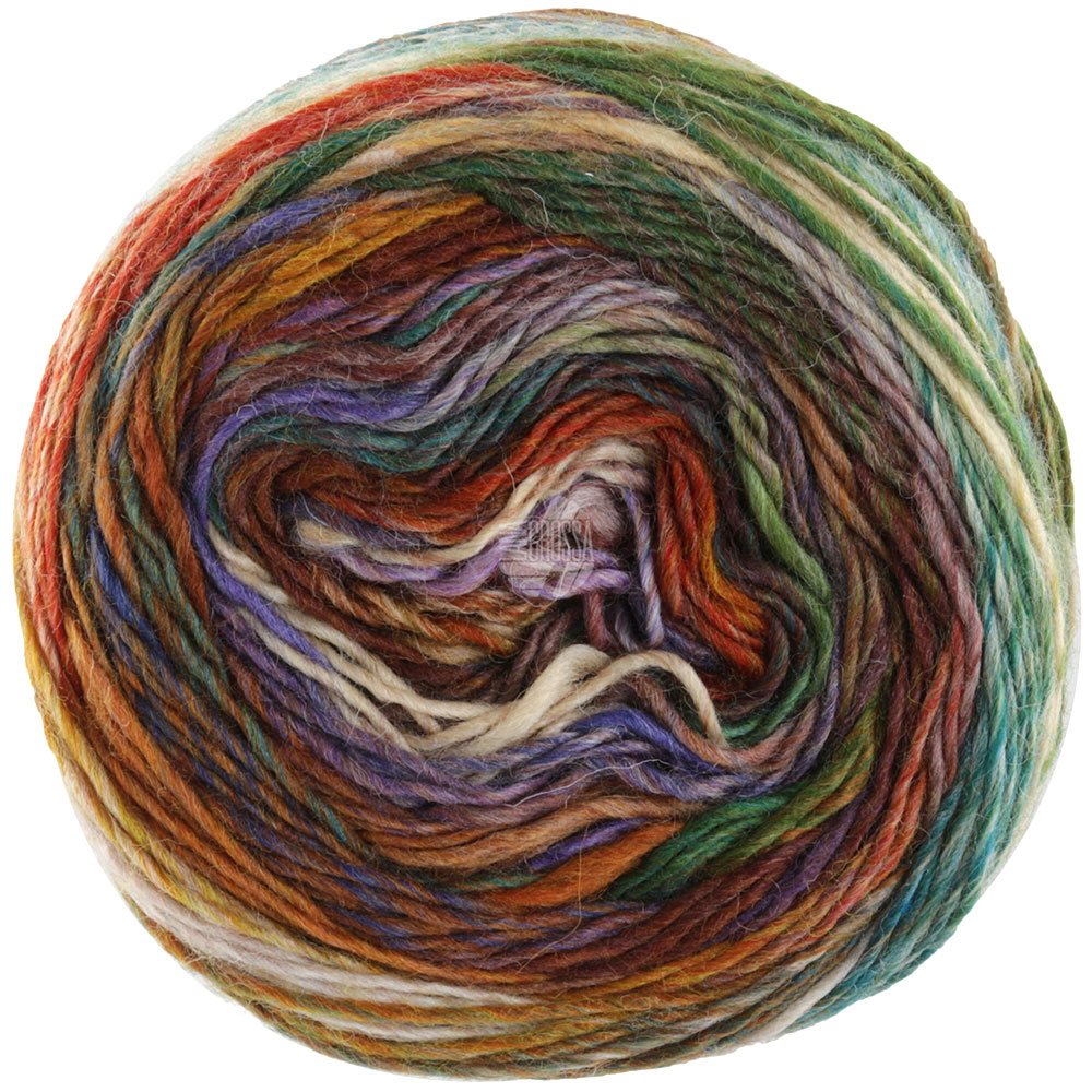 Lana Grossa Colorissimo 207 Ocker/Rotbraun/Blauviolett/Nougat/Schokobraun/ Wein-/Dunkelrot/Grün/Petr