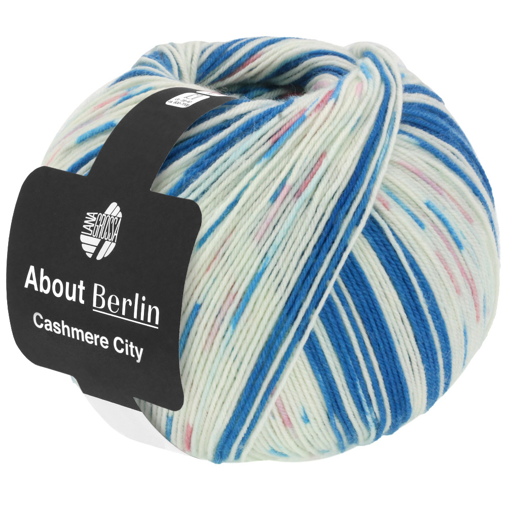 Lana Grossa About Berlin Meilenweit 100 Cashmere City 875 WeißBlaupetrol/Rosa/Türkis 100g