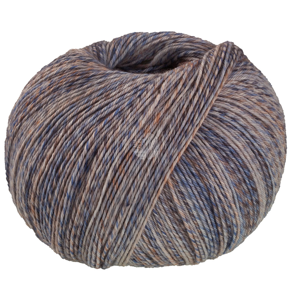 Lana Grossa Vintage Socks 1018 Beige/Hellgrau/Dunkelgrau/Orange/Dunkelbraun meliert