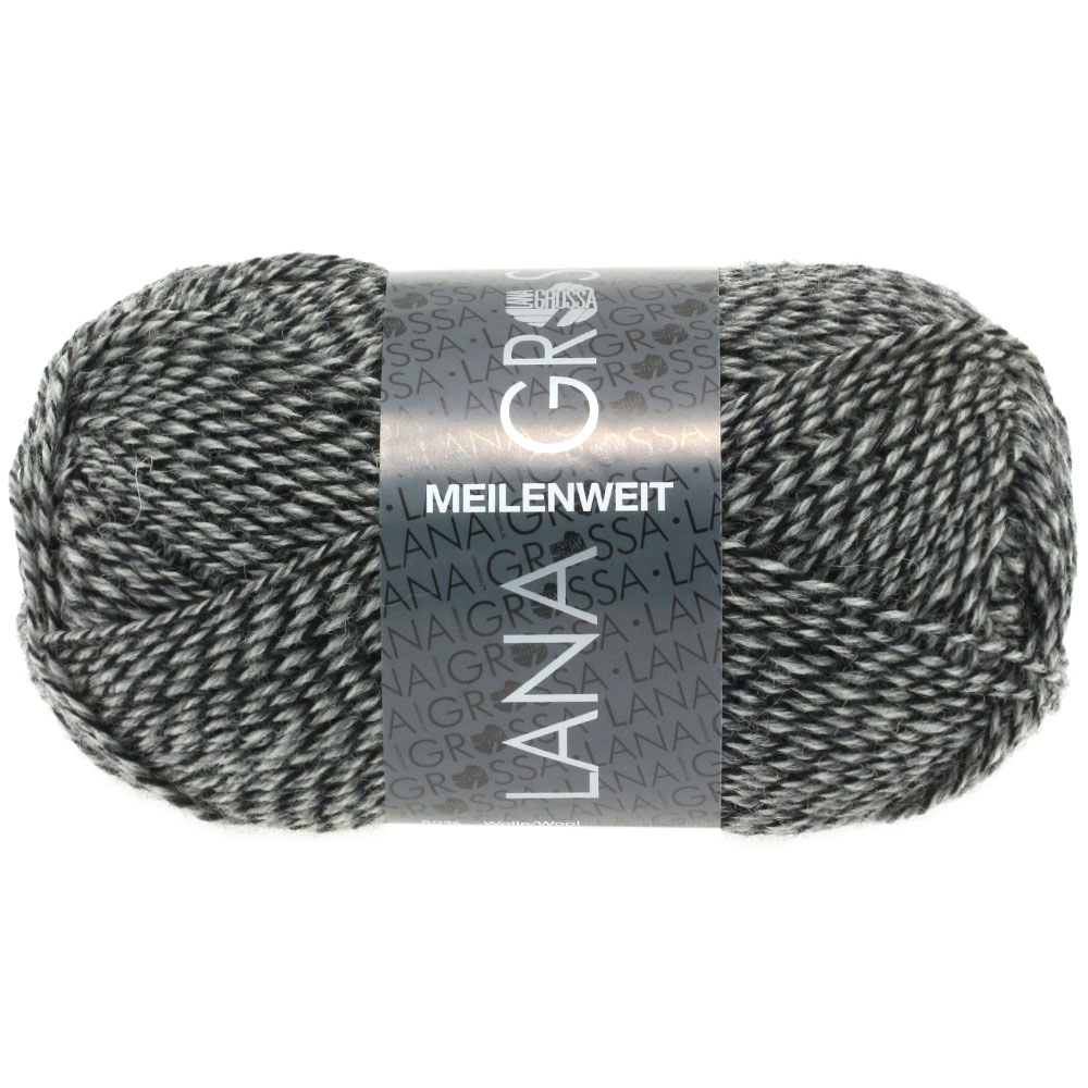 Lana Grossa Meilenweit 50 1178 Natur/Grau/Schwarz 50g