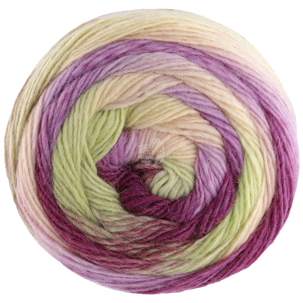 Lana Grossa Meilenweit 100 Color Mix Multi 8016 Blassgrün/Altrosa/Violett/Brombeer/Pflaume/Oliv-/Hel