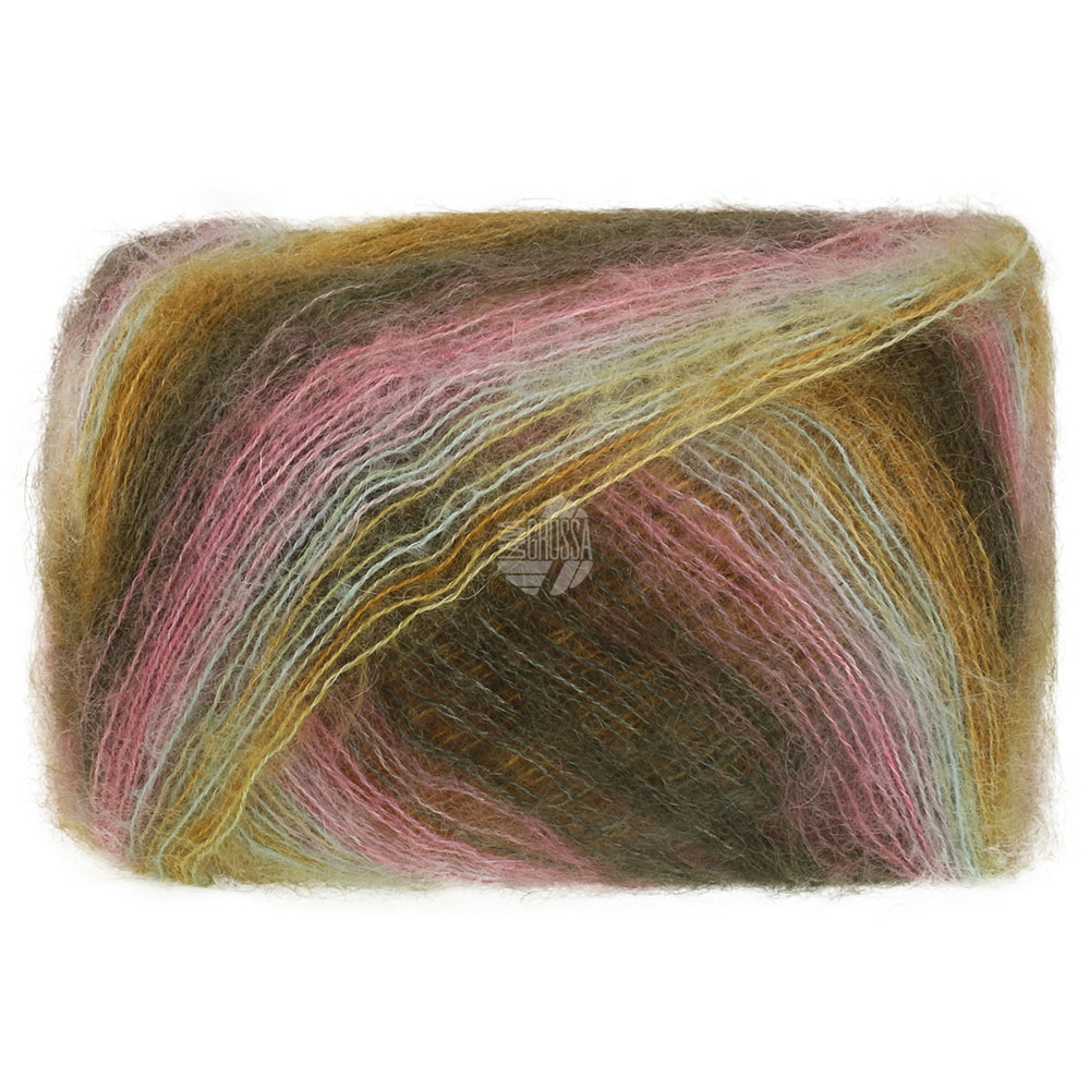Lana Grossa Cottonhair 109 Altrosa/Goldbraun/Minttürkis/Graubraun/Dunkelgrün 50g