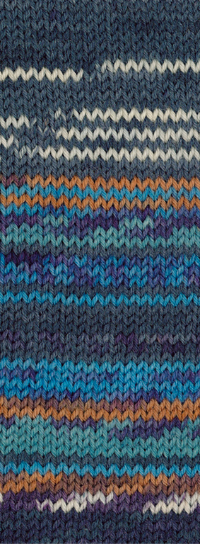 Lana Grossa Meilenweit 8-Fach 150 Fiore 9954 Blaugrau/Ecru/Orange/Türkis/Royal/Jade