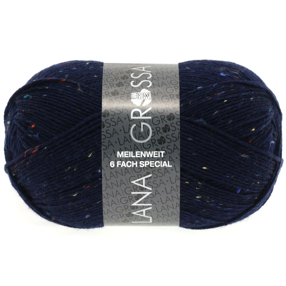Lana Grossa Meilenweit 6-fach 150 Tweed 8816 Marine/Bunt 150g