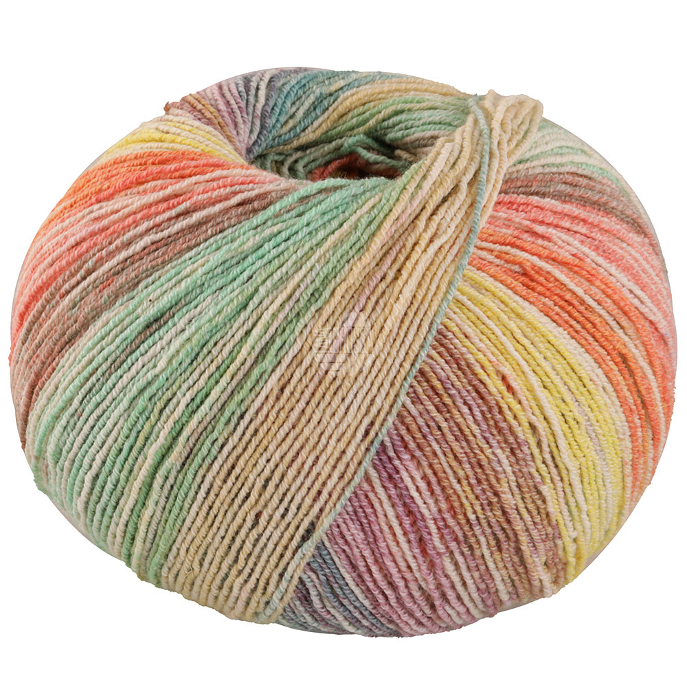 Lana Grossa Meilenweit 100 Cotton Bamboo Positano 2569 Beere/Natur/Pflaume/Hellpetrol/Graugrün/Honig