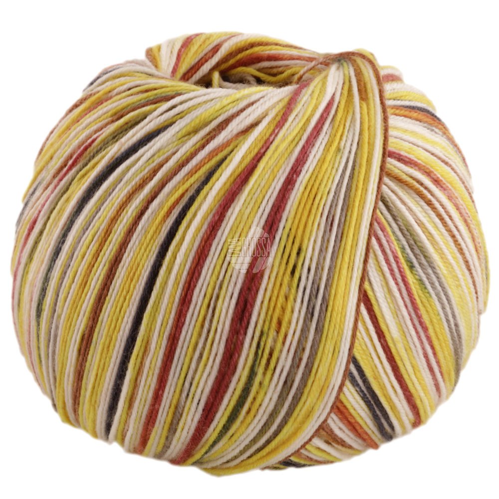Lana Grossa Meilenweit 100 Cashmere Piccolo 115 Senfgelb/Ecru/Hellgrau/Rostbraun/Waldgrün/Camel 100g