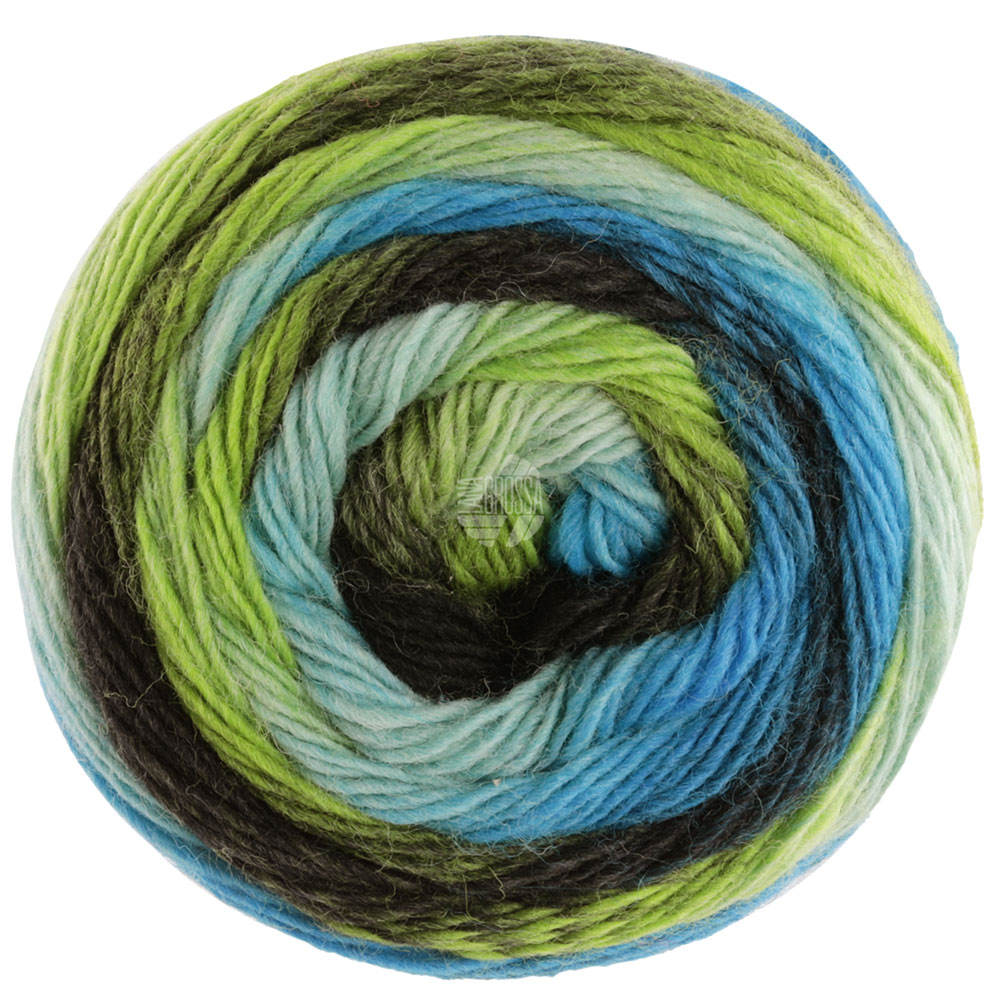 Lana Grossa Meilenweit 100 Color Mix Multi 8015 Hell-/Moosgrün/Jade/Türkis/Blaupetrol/Schwarz/Schwar