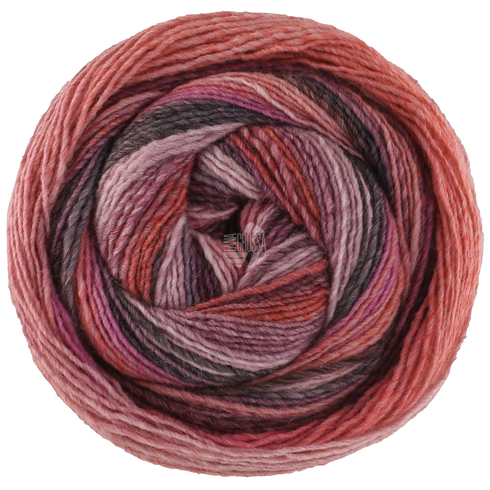 Lana Grossa Gomitolo Fumo 513 Blassrosa/Rosa/Pink/Rotviolett/Hell-Dunkelgrau/Terrakotta