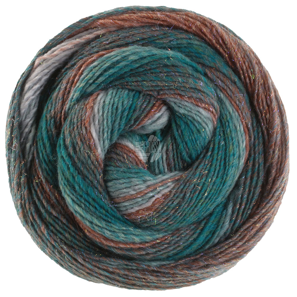 Lana Grossa Gomitolo Gala 4036 Marone/Petrol-/See-/Graugrün/Hellgrau 200g