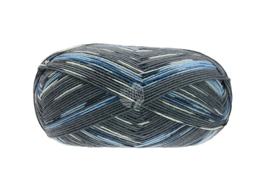 Lana Grossa Meilenweit 100 Merino Appiano 2555 Dunkelgrau/Schiefer/Hellblau/Blau/Weiß 100g