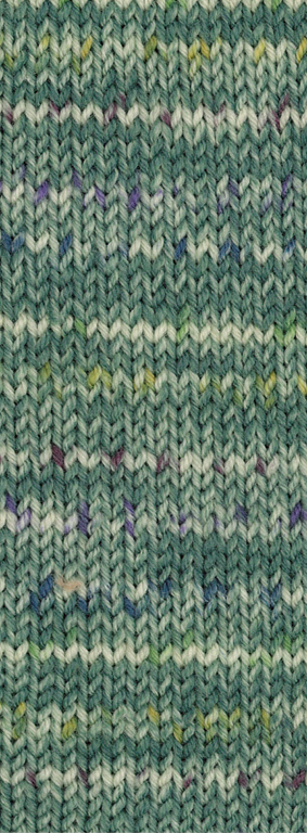 Lana Grossa Meilenweit 100 Extrafine Merino Stella 2538 Grau-/Resedagrün/Ecru/Gelb/Aubergine/Petrol