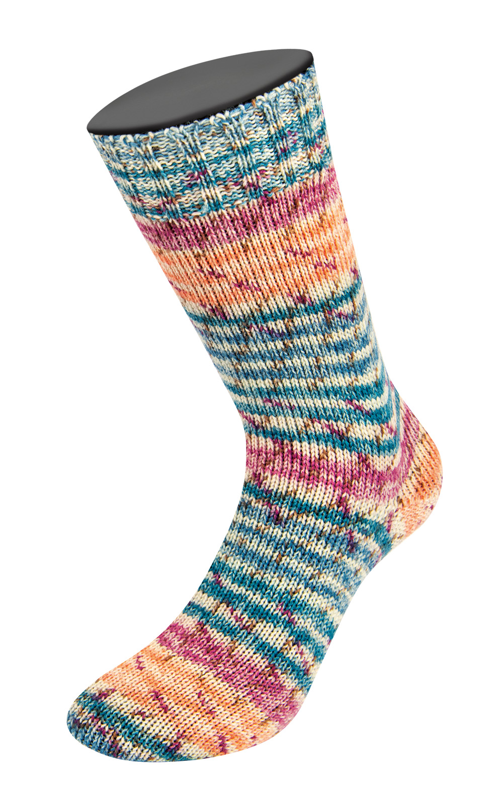 Lana Grossa Landlust Die Sockenwolle 6-F 150G 935 Ecru/Lachs/Petrol/Graublau/Fuchsia/Taupe;Gestreift