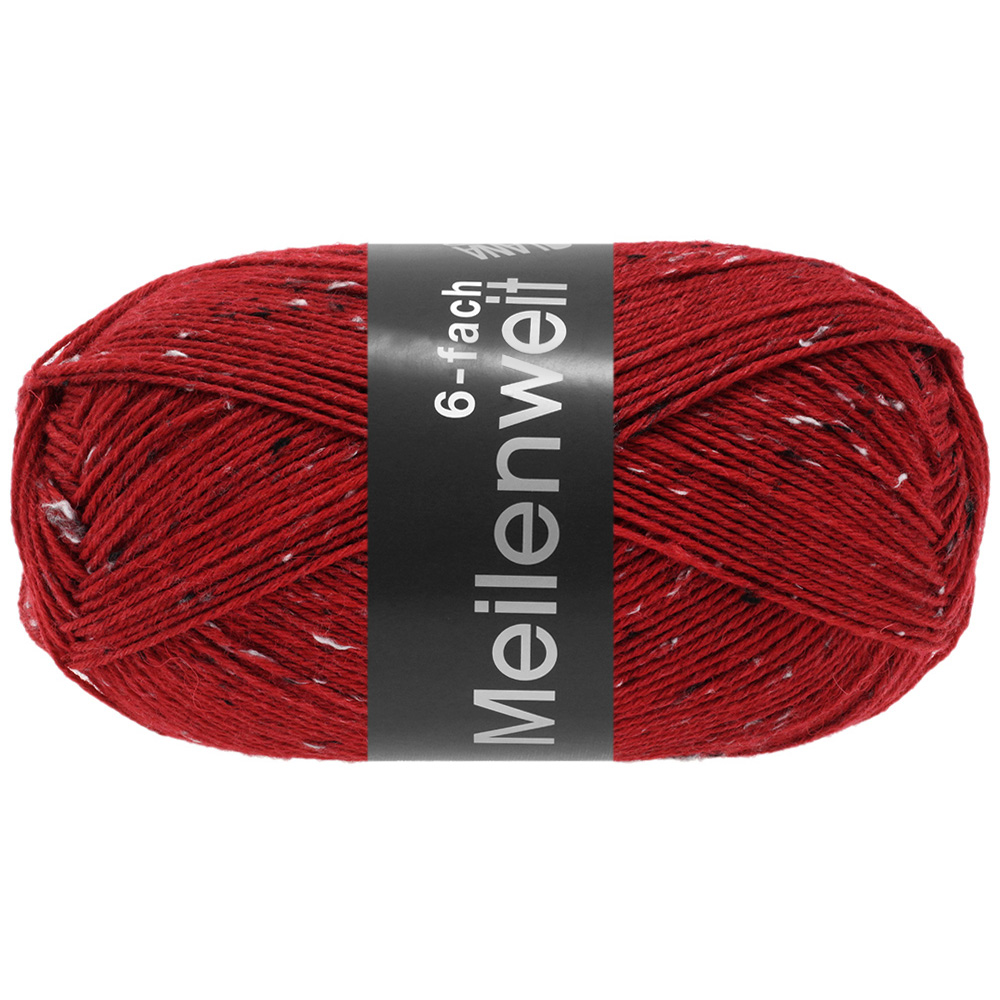 Lana Grossa Meilenweit 6-fach 150 Tweed 9676 Kirschrot 150g