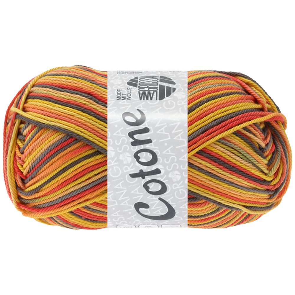 Lana Grossa Cotone Print 348 Koralle/Orange/Taupe/Pfirsich/Gelb 