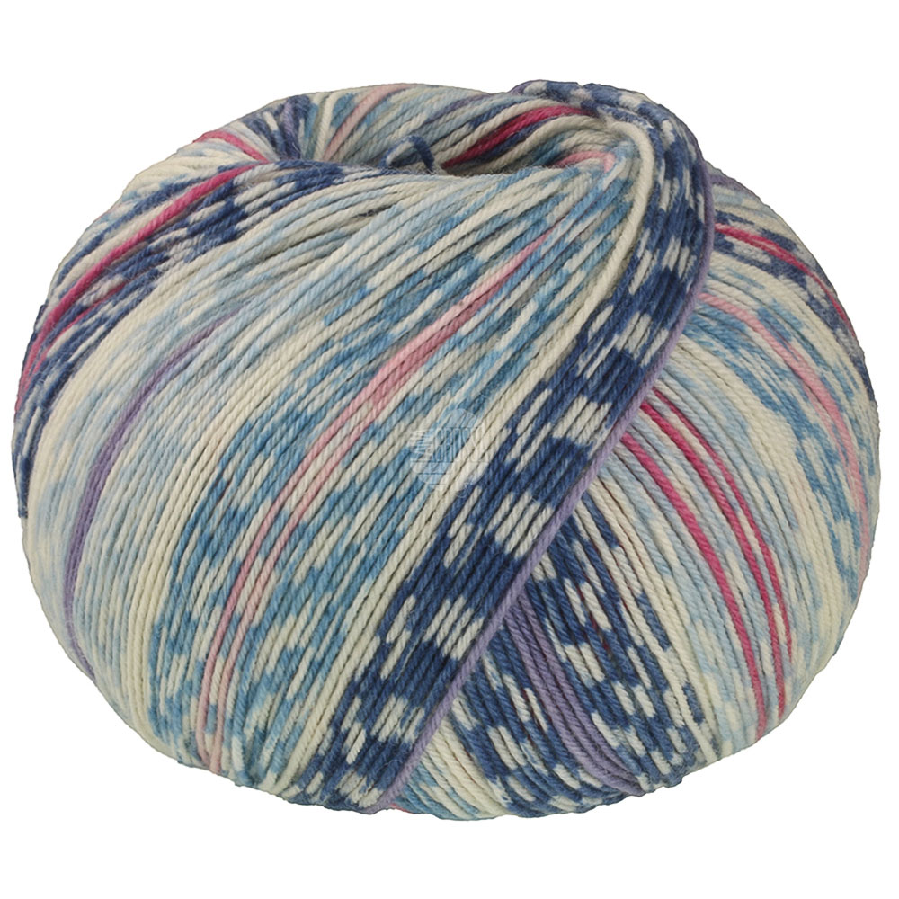 Lana Grossa Meilenweit 100 Cashmere Mezzo 4206 Dunkelblau/Pink/Ecru/Himmelblau/Rosa/;Hellblau/Lila 1