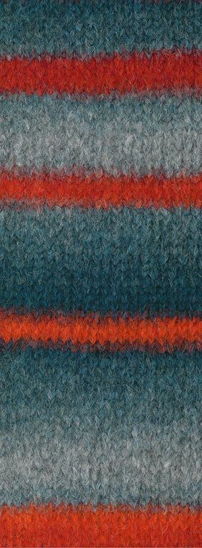 Lana Grossa Gigante 018  Dunkelpetrol/-grau/Mausgrau/Orient-/Tomatenrot 100g