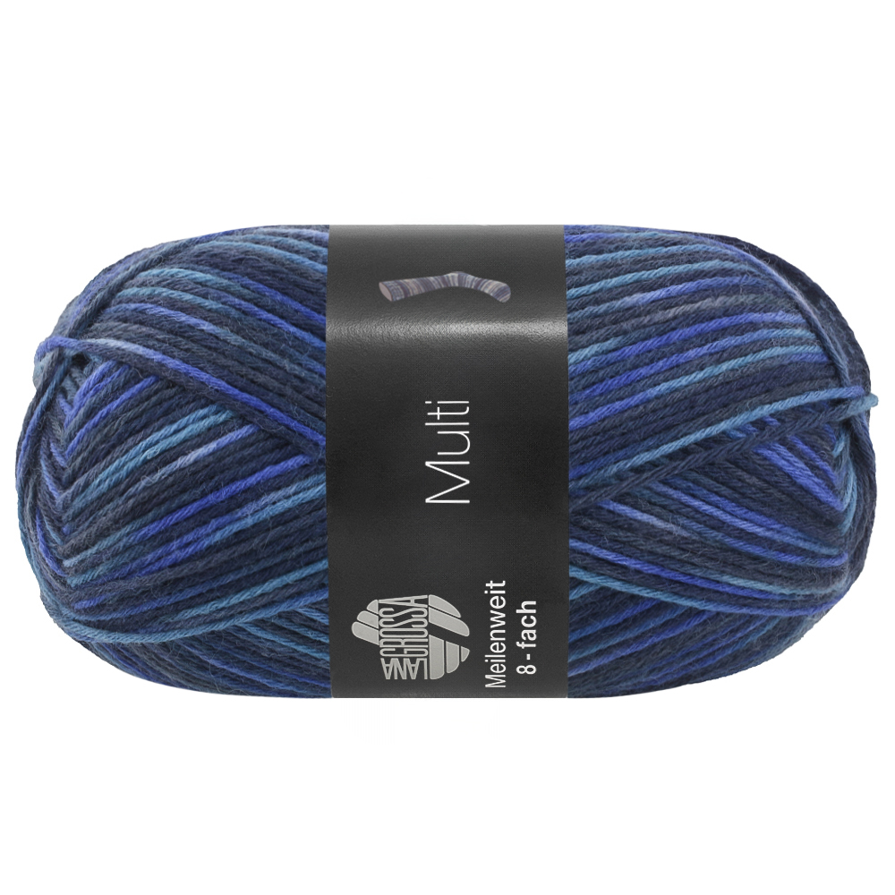 Lana Grossa Meilenweit 8-F. 150 Multi 9982 Mittel-/Dunkelgrau/Mittel-/Kobaltblau150g