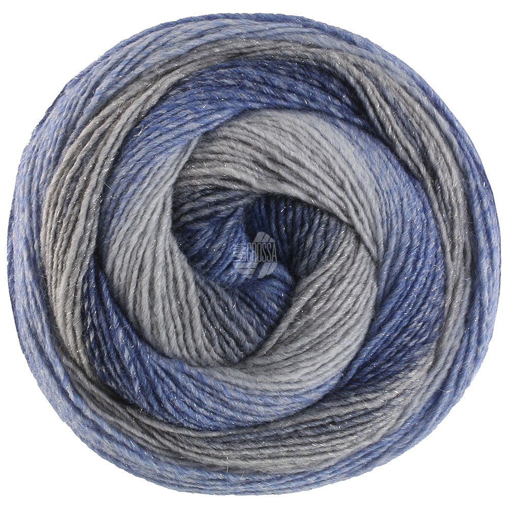 Lana Grossa Gomitolo Gala 4030 Mausgrau/Grau-/Stahlblau/Marine/Saphirblau/;Hellgrau 200g