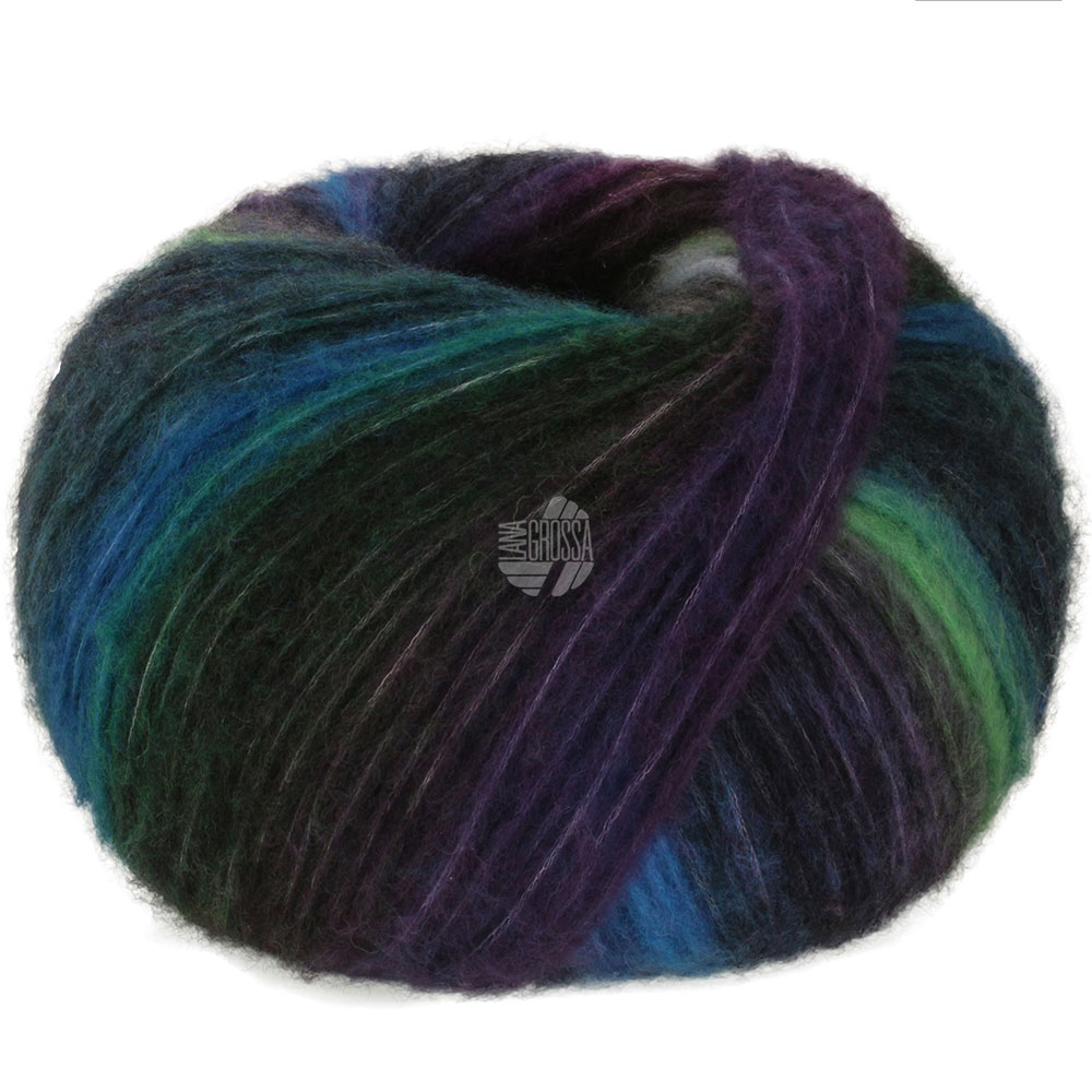 Lana Grossa Bomba 006 Flaschen-/Opalgrün/Aubergine/Nachtblau/Dunkel-/Blaupetrol 100g