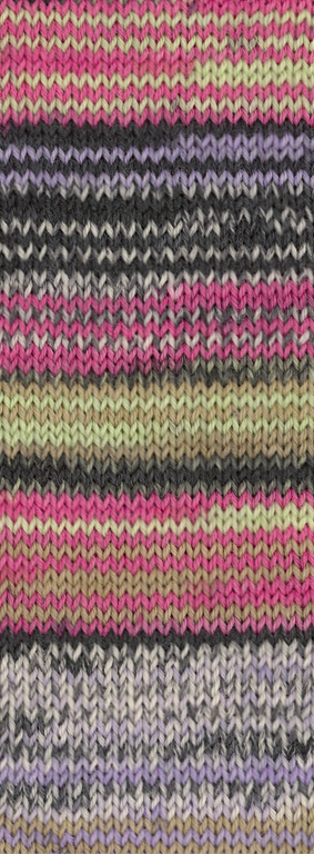 Lana Grossa Meilenweit 6-fach 150 Special 9608 Pink/Flieder/Lindgrün/Schwarz/weiß/Beige 150g