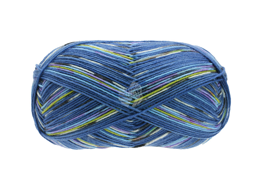 Lana Grossa Meilenweit 100 Merino Appiano 2552 Jeans/Hellblau/Apfelgrün/Violett/Schwarz/Weiß 100g