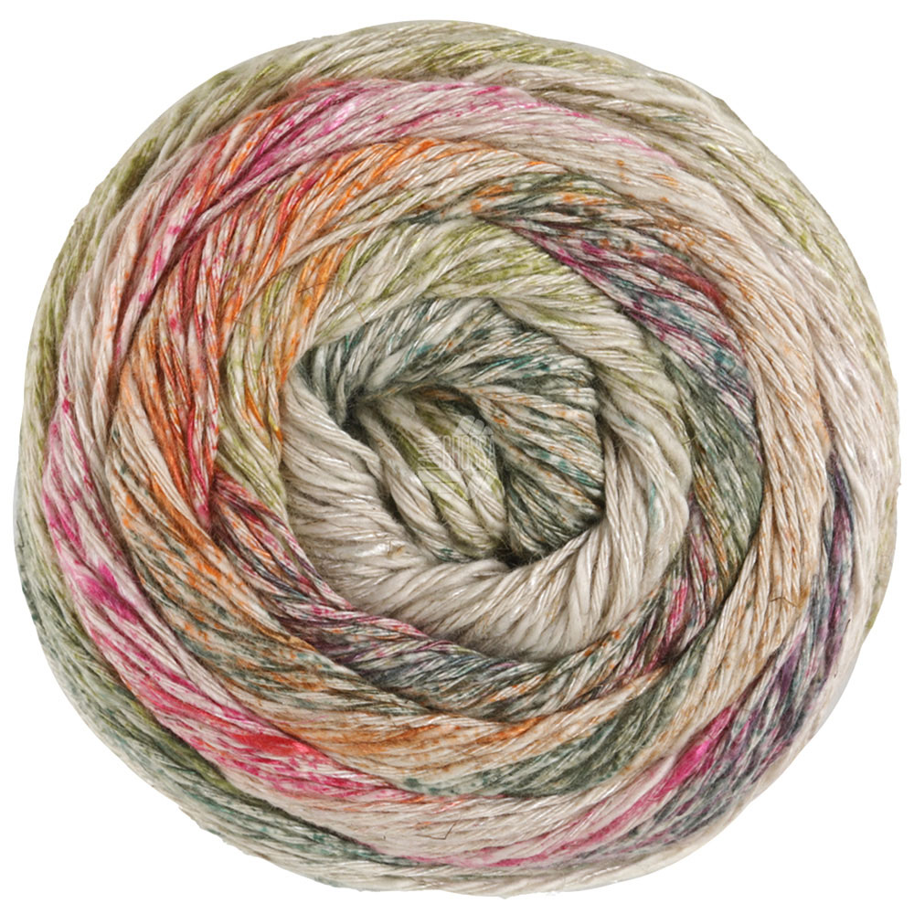Lana Grossa Mosaico 008 Graubeige/Nelkenrot/Orange/Anthrazit/Schilf-/Petrol-/Graugrün 100g