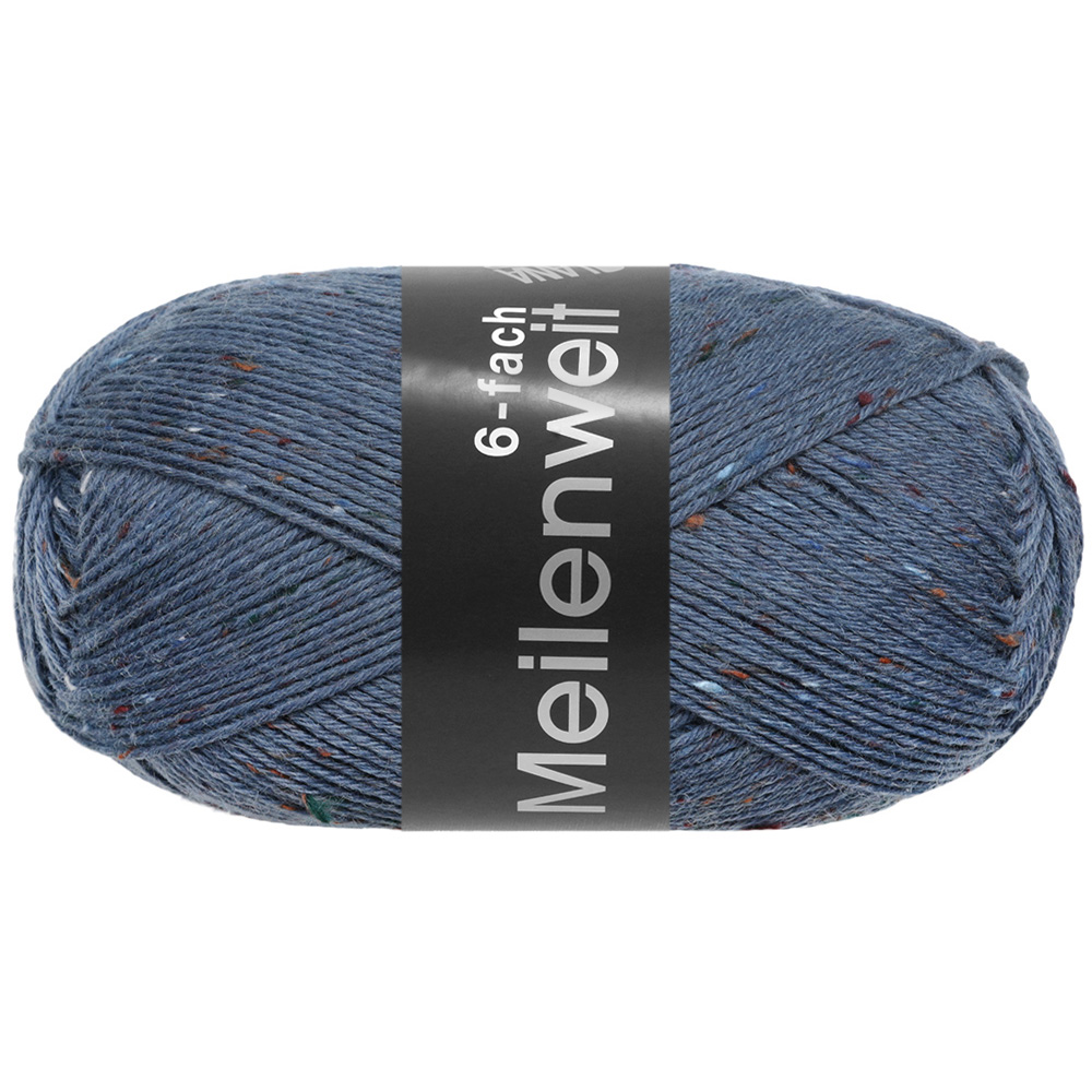 Lana Grossa Meilenweit 6-fach 150 Tweed 9677 Taubenblau 150g