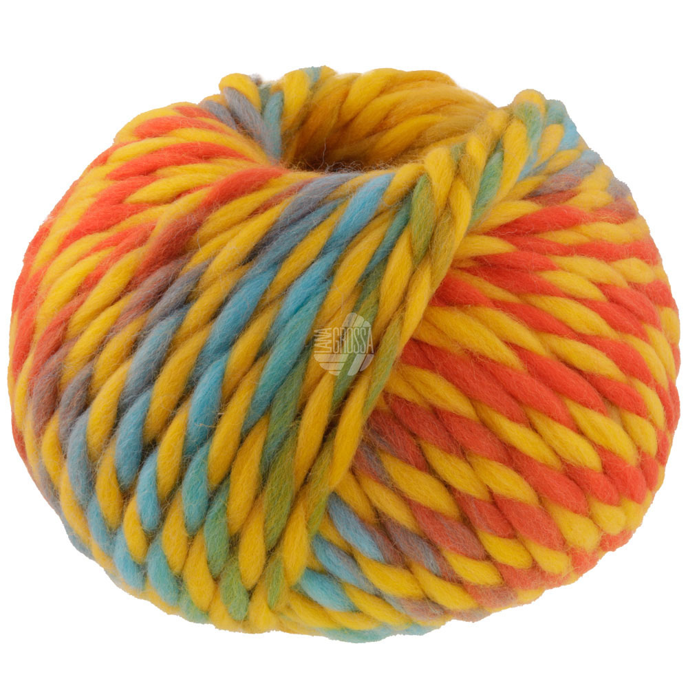Lana Grossa Dolce 010 Gelb/Hellpetrol/Rostorange/Senfgelb