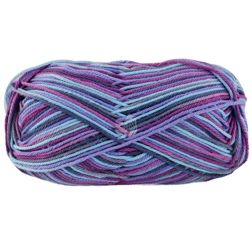 Lana Grossa Cotone Print 362 Violett/Lila/Dunkelpetrol/Türkis 50g