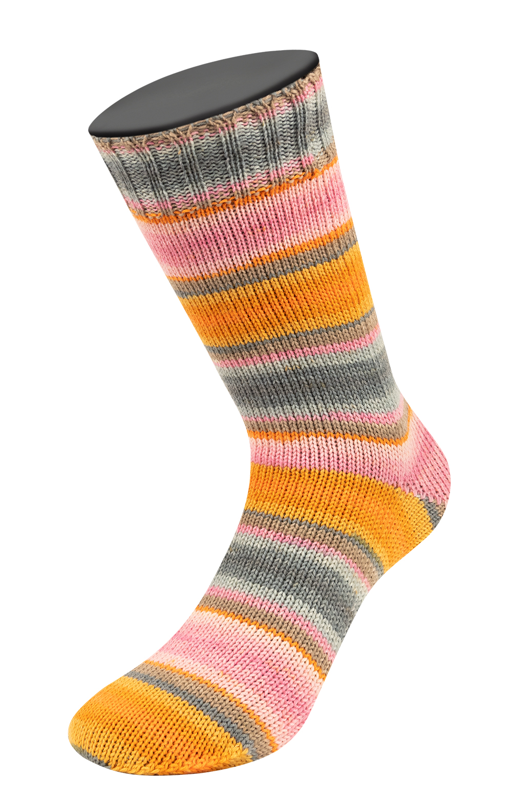 Lana Grossa Landlust Die Sockenwolle 6-F 150G 933 Orange/Safrangelb/Dunkelgrau/Beige/Rosa/;Hellgrau/