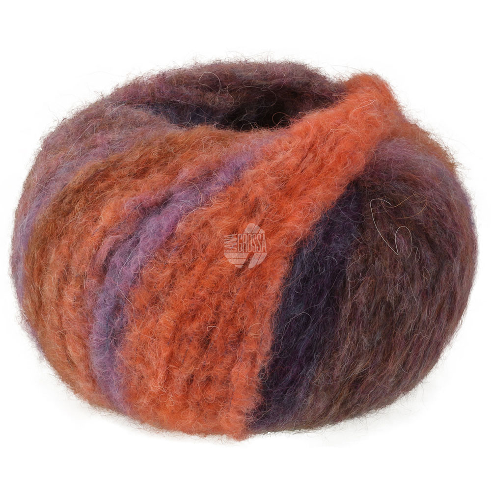 Lana Grossa Gigante Multi 102  Graubraun/Petrolblau/Madarin/Graurot/Dunkelviolett/Lila