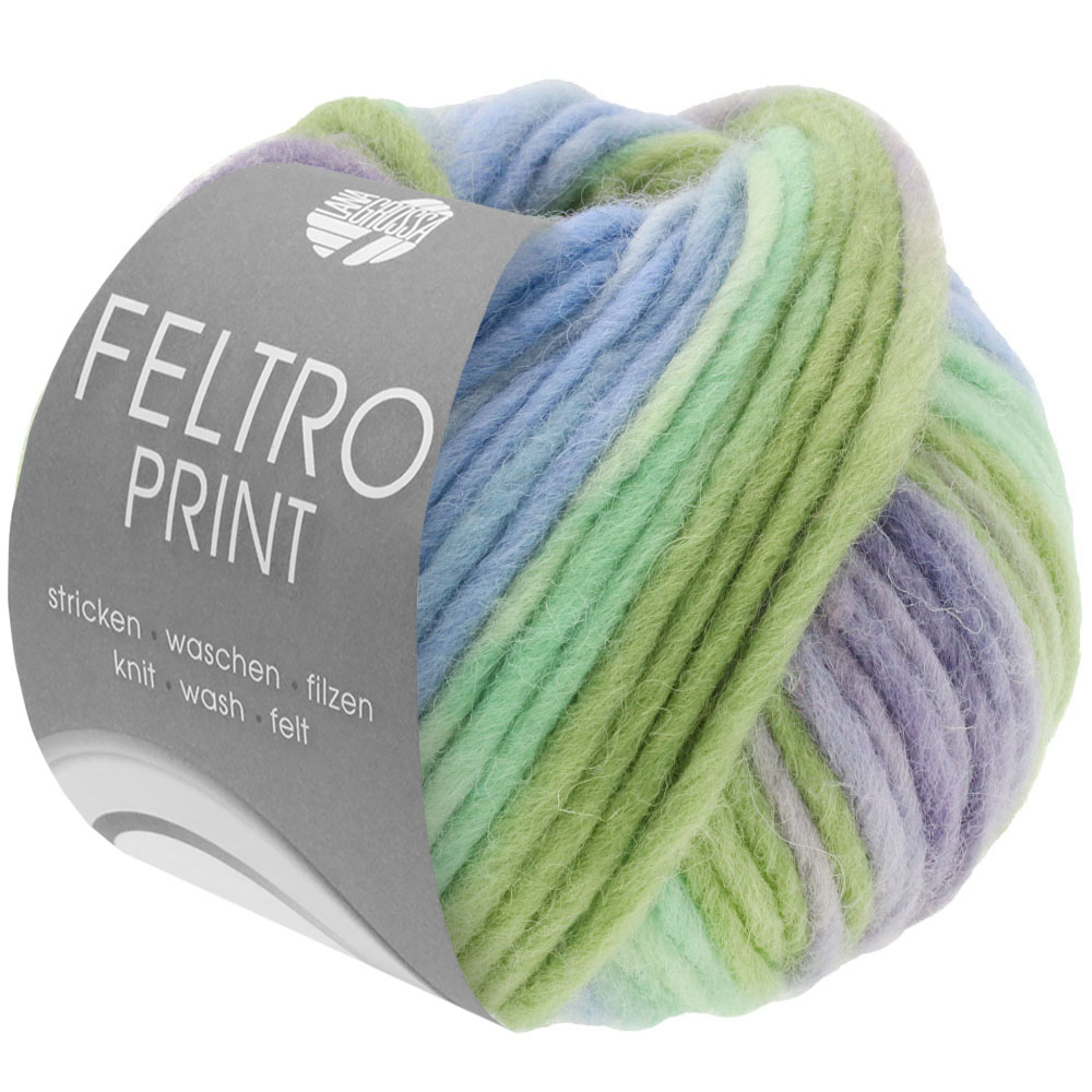 Lana Grossa Feltro Print 398 Graulila/Mint/Resedagrün/Hellblau 50g