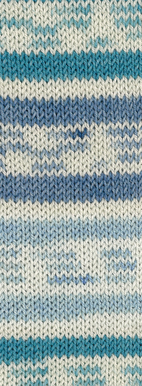 Lana Grossa Meilenweit 100 Cotton Bamboo Marinella 5183 Türkis/Weiß/Hellblau/Jeans 100g