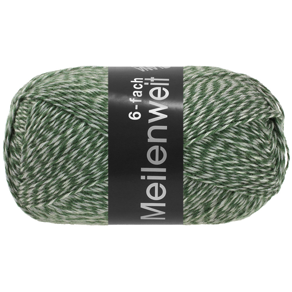 Lana Grossa Meilenweit 6-fach 150 Mouline 8504 Grau/Dunkelgrün 