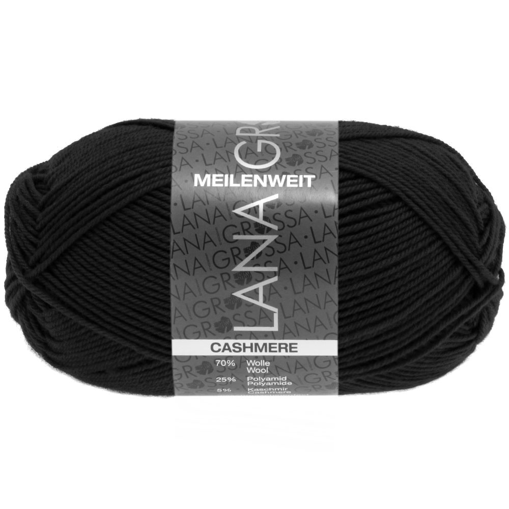 Lana Grossa Meilenweit 50 Cashmere 008 Schwarz 50g