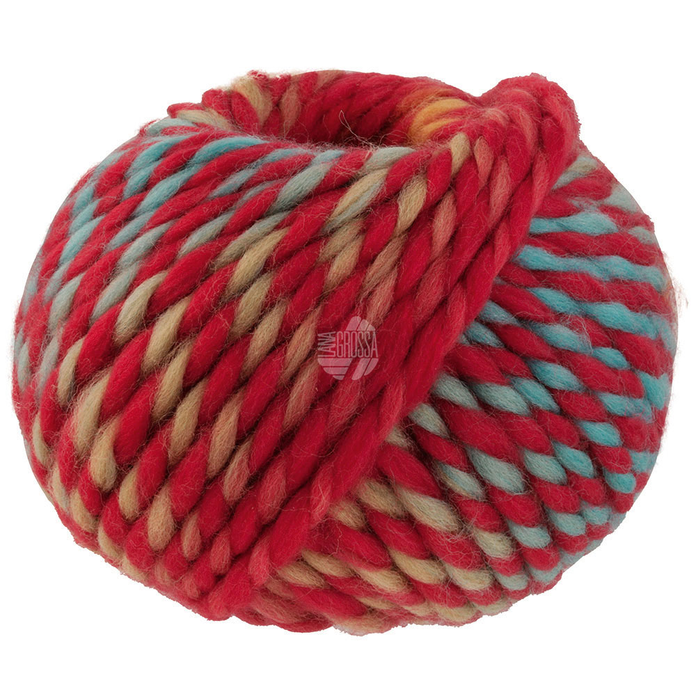 Lana Grossa Dolce 009 Rot/Hellpetrol/Rostorange/Erdbeerrot